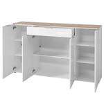 Buffet Cetano Blanc brillant / Imitation chêne de Navarre - Largeur : 179 cm