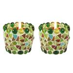 Mosaik-Teelichtschale Piacenza (2er Set) Keramik / Glas - Mehrfarbig
