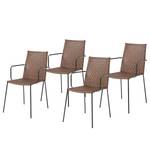 Chaises de jardin Blast (lot de 4) Acier /Imitation cuir - Marron