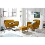 Pouf repose-pieds Vallegrande Velours - Jaune moutarde