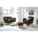 Pouf repose-pieds Vallegrande Velours - Marron noix de coco