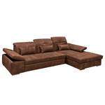 Ecksofa Rafaela Antiklederlook - Vintage Cognac - Longchair davorstehend rechts