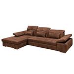 Ecksofa Rafaela Antiklederlook - Vintage Cognac - Longchair davorstehend links