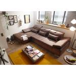 Ecksofa Rafaela Antiklederlook - Vintage Cognac - Longchair davorstehend links