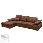 Ecksofa Rafaela Antiklederlook - Vintage Cognac - Longchair davorstehend links