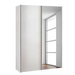 Armoire à portes coulissantes Budget Blanc polaire - 150 cm - 1 miroir - Blanc polaire - 150 x 48 cm - 1 miroir