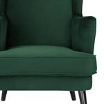 Oorfauteuil Limeri fluweel - Velours Criada: Donkergroen - Zonder hocker