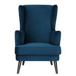 Oorfauteuil Limeri fluweel - Velours Criada: Marineblauw - Zonder hocker