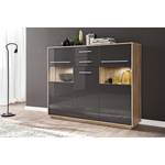 Highboard Kuba Alteiche Dekor / Hochglanz Grau