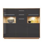 Highboard Kuba Alteiche Dekor / Hochglanz Grau