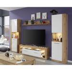 Tv-meubel Rock hoogglans wit/Wotan eikenhouten look - Breedte: 150 cm