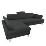 Ecksofa Granada Strukturstoff - Dunkelgrau - Longchair davorstehend links