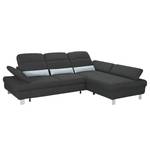 Ecksofa Granada Strukturstoff - Dunkelgrau - Longchair davorstehend rechts