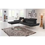 Ecksofa Gracias Echtleder - Schwarz - Longchair davorstehend links