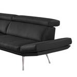 Ecksofa Gracias Echtleder - Schwarz - Longchair davorstehend links