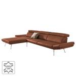 Ecksofa Gracias Echtleder - Rehbraun - Longchair davorstehend links