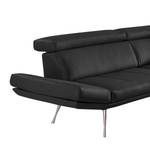 Ecksofa Gracias Echtleder - Schwarz - Longchair davorstehend rechts