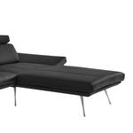 Ecksofa Gracias Echtleder - Schwarz - Longchair davorstehend rechts