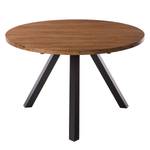 Eettafel MANCHESTER - rond massief acaciahout/metaal - Diameter: 120 cm