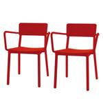 Chaises Lisboa (lot de 2) Matière plastique - Rouge - Avec accoudoirs