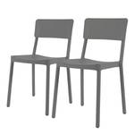 Chaises Lisboa (lot de 2) Matière plastique - Gris foncé - Sans accoudoirs