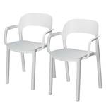 Chaises Ona (Lot de 2) Matière plastique - Blanc - Avec accoudoirs