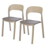 Chaises Ona (Lot de 2) Matière plastique - Beige / Gris - Sans accoudoirs