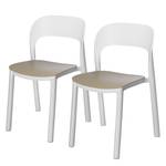 Chaises Ona (Lot de 2) Matière plastique - Blanc alpin / Gris sable - Sans accoudoirs