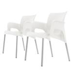 Chaises à accoudoirs Sun (lot de 2) Matière plastique / Aluminium - Blanc