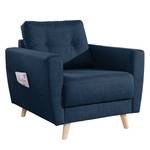 Fauteuil SOLA geweven stof - Stof Luba: Jeansblauw