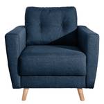 Fauteuil SOLA geweven stof - Stof Luba: Jeansblauw