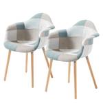 Chaises à accoudoirs Kevya II (lot de 2) Tissu / Hêtre massif - Menthe / Beige