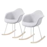 Rocking chair Kevya II (lot de 2) Tissu / Frêne massif - Gris clair / Frêne