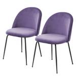 Gestoffeerde stoelen Ivonne (2 stuk) fluweel/staal - paars/zwart - Paars
