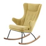 Rocking chair Meryl Tissu - Jaune moutarde / Noyer - Jaune moutarde