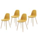 Chaises capitonnées Yaren (lot de 4) Tissu / Acier - jaune moutarde / Beige - Jaune moutarde