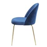 Gestoffeerde stoelen Ivonne (2 stuk) fluweel/staal - blauw/goudkleurig - Blauw