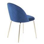 Gestoffeerde stoelen Ivonne (2 stuk) fluweel/staal - blauw/goudkleurig - Blauw