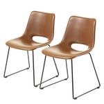 Chaises Yamhill (lot de 2) Imitation cuir / Acier - Marron / Noir - Marron clair