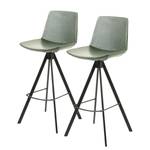 Chaises de bar Fast (lot de 2) Imitation cuir / Acier - Vert / Noir - Vert foncé