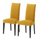 Chaises capitonnées Freda (lot de 2) Tissu / Hêtre massif - Jaune moutarde / Noir - Jaune moutarde