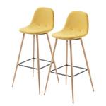 Chaise de bar Nolite (lot de 2) Tissu / Acier - jaune moutarde / Beige - Jaune moutarde