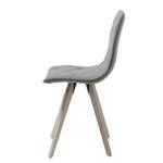 Chaises capitonnées Kuta (lot de 4) Tissu / Frêne massif - Gris / Frêne - Gris