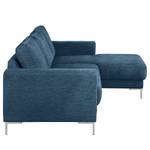 Ecksofa Fiesta I Strukturstoff - Jeansblau - Longchair davorstehend rechts - Ohne Schlaffunktion