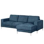 Ecksofa Fiesta I Strukturstoff - Jeansblau - Longchair davorstehend rechts - Ohne Schlaffunktion