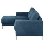 Ecksofa Fiesta I Strukturstoff - Jeansblau - Longchair davorstehend links - Ohne Schlaffunktion