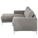 Ecksofa Fiesta I Strukturstoff - Platin - Longchair davorstehend links - Ohne Schlaffunktion