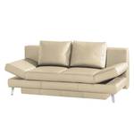 Schlafsofa Salen II Echtleder - Warmes Beige - Chrom glänzend