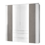 Armoire Chicago Blanc / Imitation béton - Largeur : 200 cm - Sans portes miroir