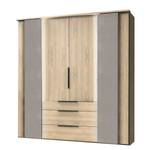 Armoire Chicago Imitation chêne parqueté / Imitation béton - Largeur : 200 cm - Sans portes miroir